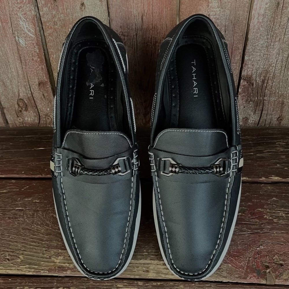 Tahari Mens Black Bit Loafers Perforated Slip On Driving Shoes Boat Resort Sz 11